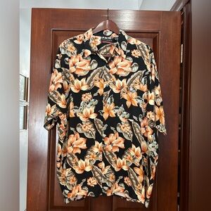 John Henry Black Floral Tropical Button Up Shirt XXL